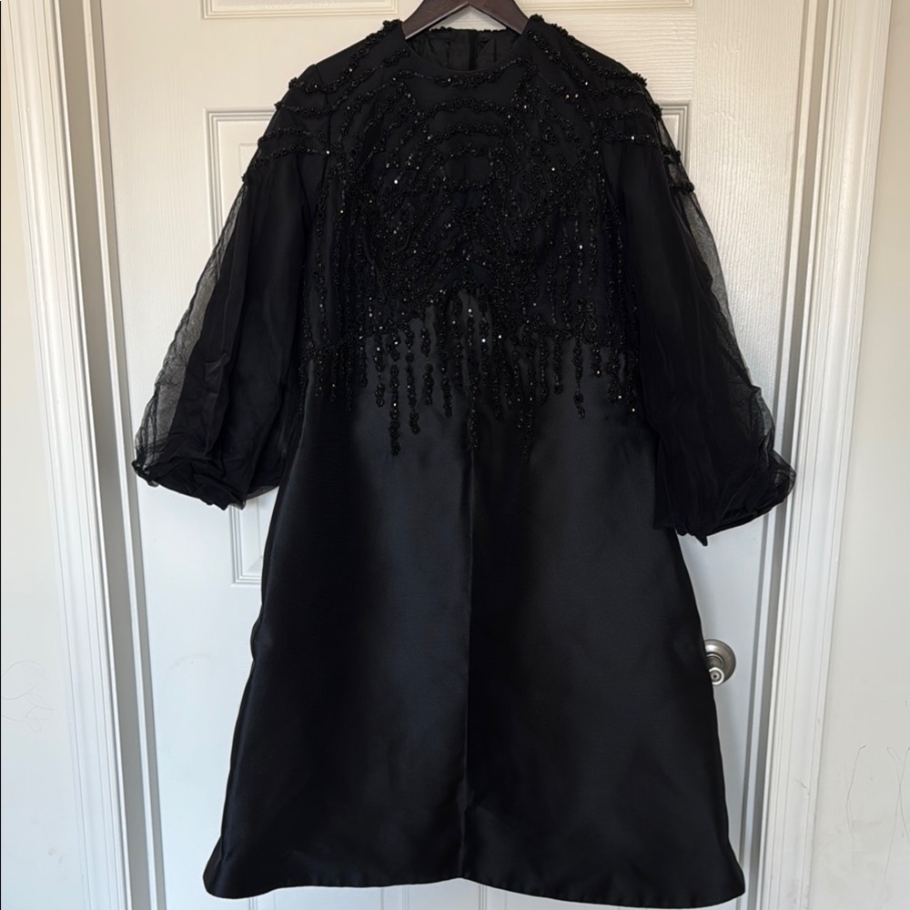 Elegant Black Beaded Dress in good condition
